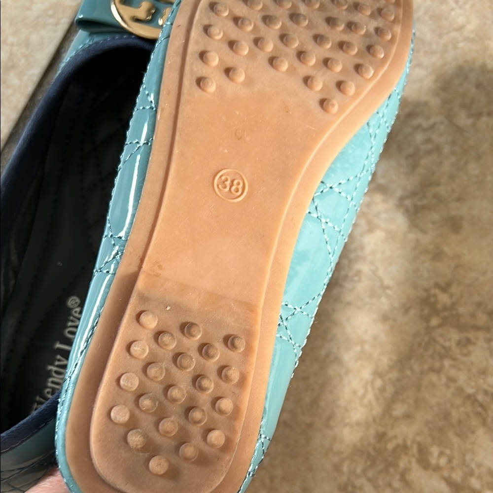 Windy love Women's Blue Flats with Gold Accent - Picture 8 of 13